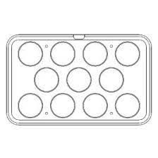 11 impronte tonde Ø 90 x h 20 mm - Piastra 530x330 mm per Cookmatic Maxi