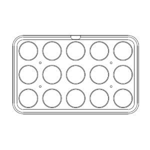 15 impronte tonde Ø 80 x h 20 mm - Piastra 530x330 mm per Cookmatic Maxi