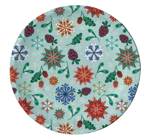 Piatto per biscotti tondo Buon Natale Light Blue