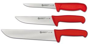 Set Carne Cruda: 3 coltelli Supra Colore con manico Rosso di Ambrogio Sanelli