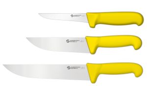 Set Carne Cotta-Pollame: Set 3 coltelli Supra Colore manico Giallo di Ambrogio Sanelli