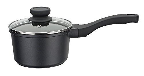 Casseruola in allumino antiaderente 1 manico D. 16 con coperchio Linea Gourmet 