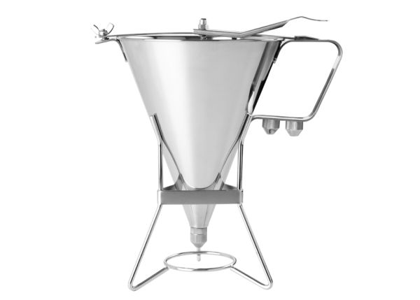 Imbuto colatore professionale 1,9 litri + 3 bocchette + supporto acciaio inox