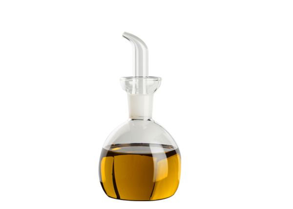 Oliera rotonda con versatore in vetro borosilicato 250 ml.