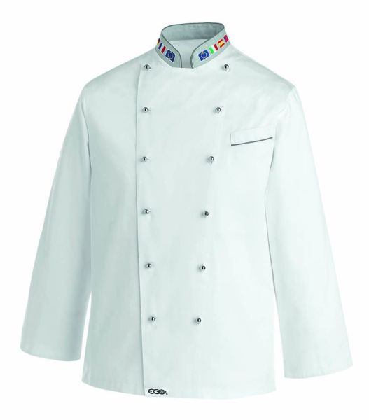 Giacca da cuoco Unisex Colletto Europa in Cotone di Egochef