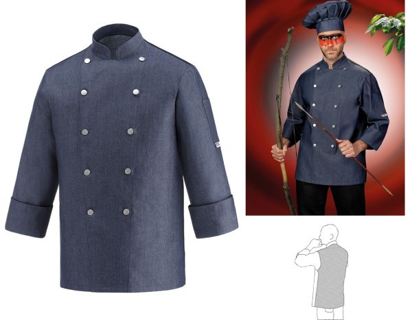 Giacca cuoco Cotton Rich con bottoni estraibili Colore Jeans