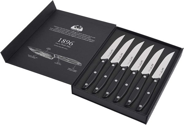 Set 6 coltelli bistecca dentati con manico POM Linea 1896 di Due Cigni Coltellerie