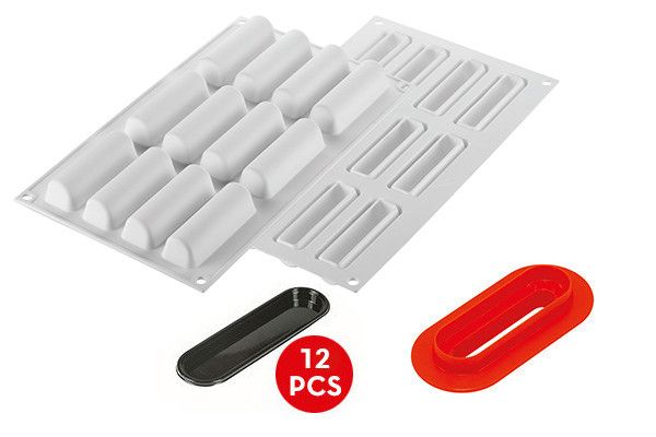 Cylindre 30: Stampo silicone + cutter + 12 vassoi di Silikomart Professional