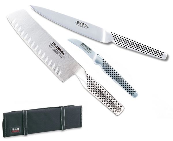 Avvolgibile Chef Entremetier completo di coltelli giapponesi Global