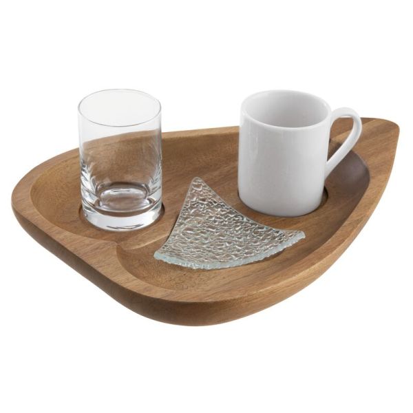 Servizio da caffè in legno e vetro-ceramica