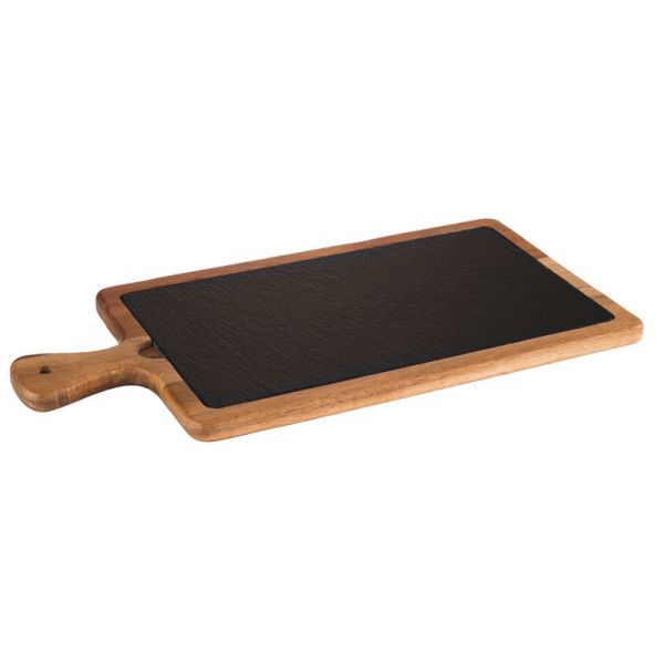 Tagliere rettangolare in legno di acacia e ardesia cm. 33,0x20,0 - h 2,0 cm