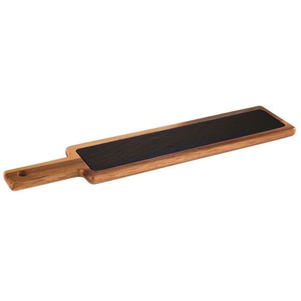 Tagliere rettangolare in legno di acacia e ardesia cm. 43,0x12,0 - h 2,0 cm