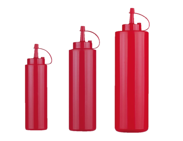 Flacone dosatore, biberon, dosasalse in polietilene - colore Rosso