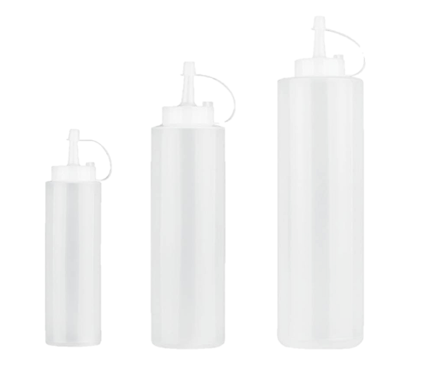 Flacone dosatore, biberon, dosasalse in polietilene - colore Bianco