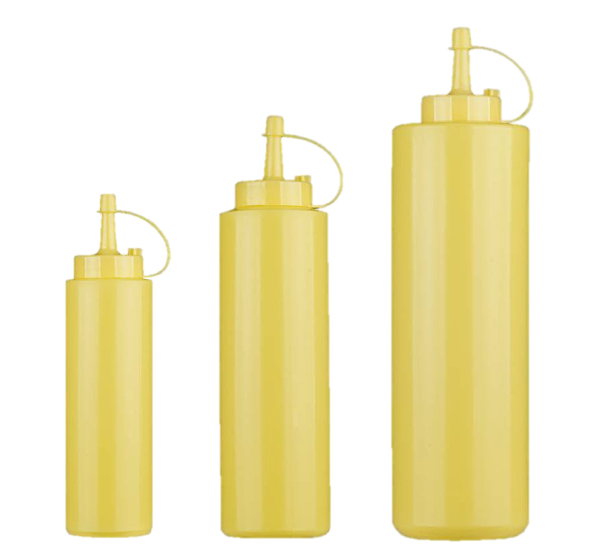 Flacone dosatore, biberon, dosasalse in polietilene - colore Giallo