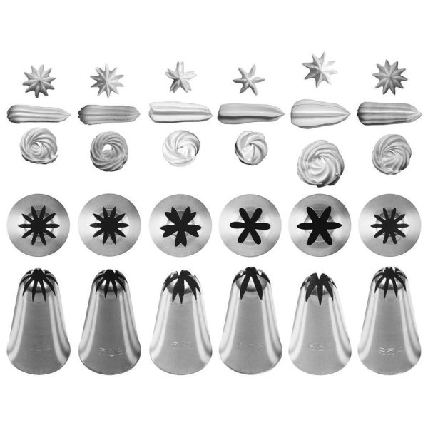 Set 6 bocchette acciaio inox assortite stella chiusa
