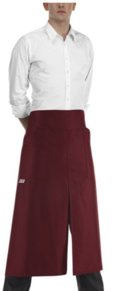 Grembiule con tasconi laterali e spacco colore bordeaux