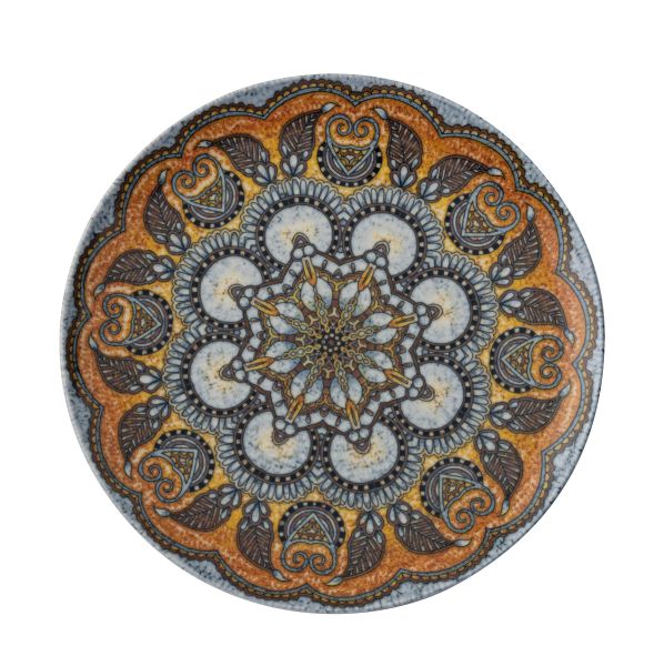 Piatto piano in porcellana serie Mandala Motivo B di Arthur Krupp (confezione da 4)