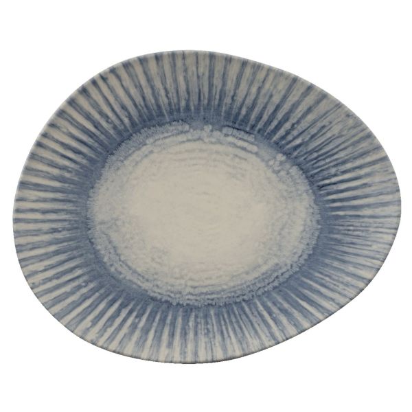 Piatto piano organico in porcellana Stoneware Sunlight Blue di Arthur Krupp (confezione da 4)