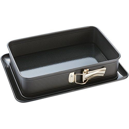 Stampo tortiera rettangolare 32 x 23 cm. per torte e lasagne con base smaltata Deluxe