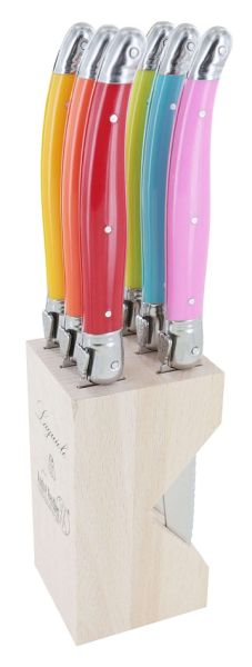 Ceppo di 6 coltelli da bistecca Laguiole di André Verdier Printemps