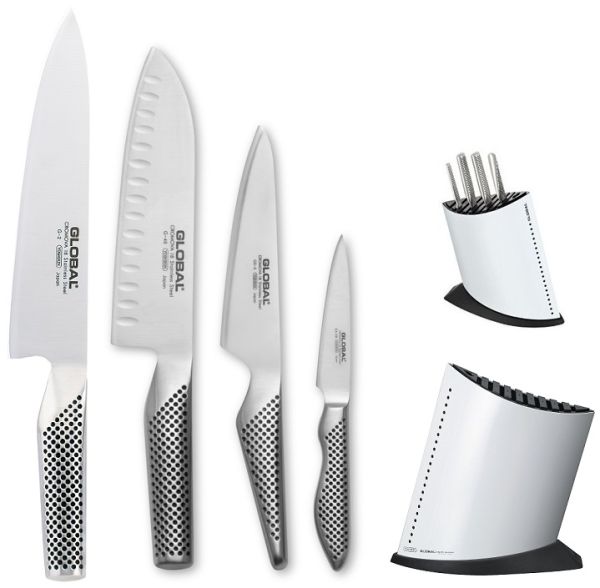 Ceppo Global White completo di 4 coltelli