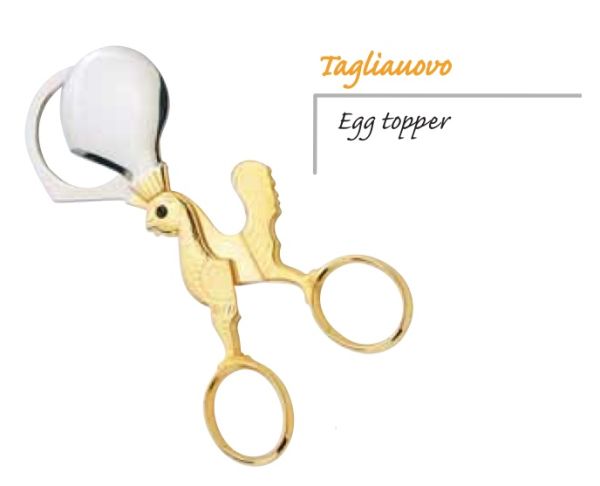 Forbici tagliauova con manico dorato