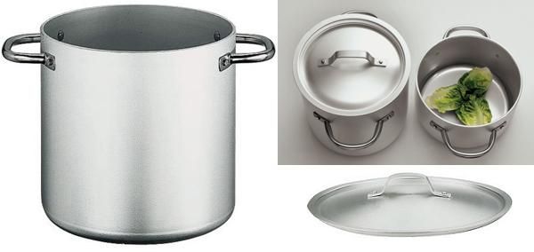 Pentola con coperchio in crudalluminio D. 24