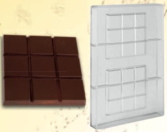 Stampo in policarbonato cioccolatino Tavoletta Quadrata 100 grammi