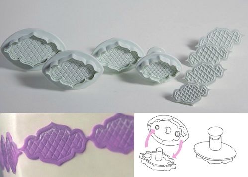 Set Speciale per decorazione torte: Timbro a pressione e coppa pasta con estrattore