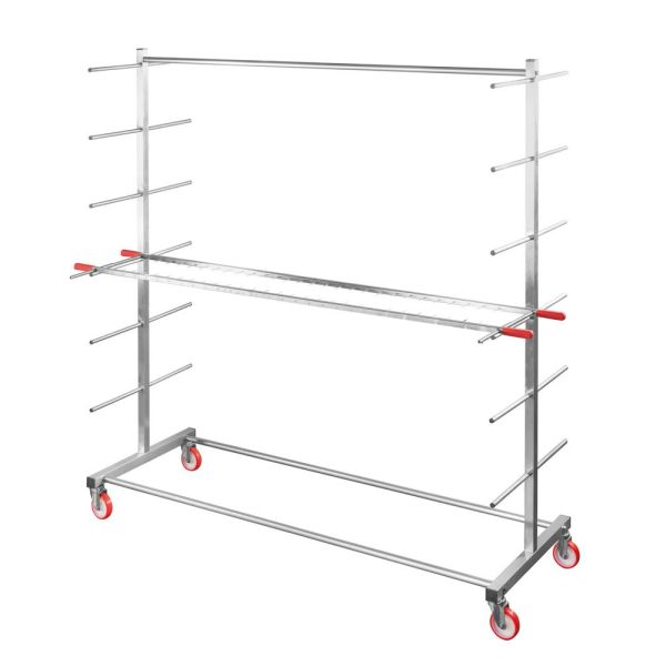 Carrello in acciaio inox a 6 piani, 12 posizioni, per gira panettoni da mt 2,50 - dim. 207x66x190 h cm