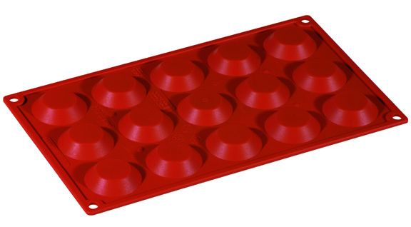 FORMAFLEX Stampo in silicone multiporzione 175 x 300 mm - 15 impronte mini tartelletta Ø 45 x h 10 mm, vol. 12 ml