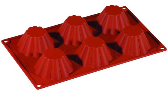 FORMAFLEX Stampo in silicone multiporzione 175 x 300 mm - 6 impronte briochette cannellata Ø 79 x h 37 mm, vol. 100 ml