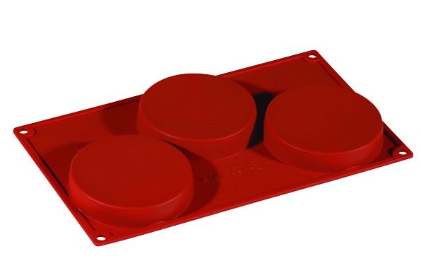 FORMAFLEX Stampo in silicone multiporzione 175 x 300 mm - 3 impronte disco per biscuit Ø 103 x h 20 mm, vol. 160 ml