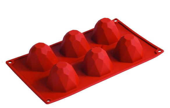 FORMAFLEX Stampo in silicone multiporzione 175 x 300 mm - 6 impronte diamante Ø 68 x h 45 mm, vol. 80 ml