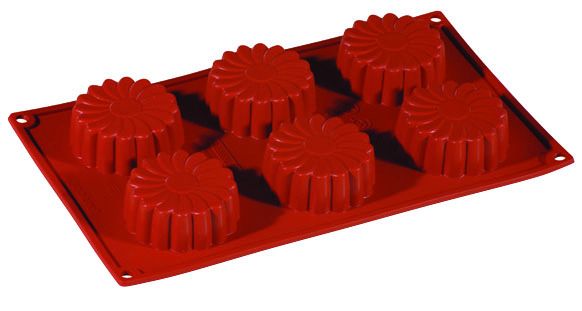 FORMAFLEX Stampo in silicone multiporzione 175 x 300 mm - 6 impronte mini margherita Ø 68 x h 27 mm, vol. 75 ml