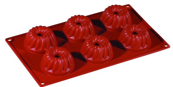 FORMAFLEX Stampo in silicone multiporzione 175 x 300 mm - 6 impronte mini guglhupf Ø 60 x h 33 mm, vol. 70 ml