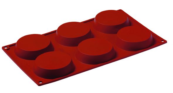FORMAFLEX Stampo in silicone multiporzione 175 x 300 mm - 6 impronte mini tortine Ø 80 x h 18 mm