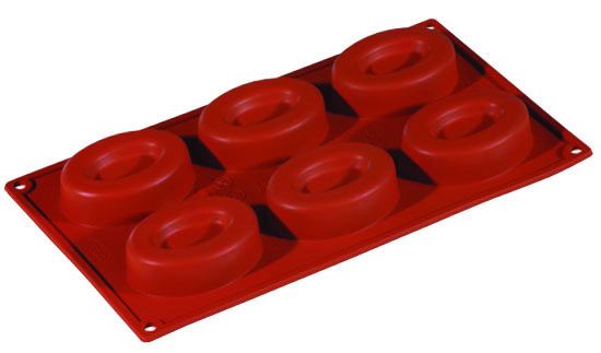 FORMAFLEX Stampo in silicone multiporzione 175 x 300 mm - 6 impronte savarin ovale  80 x 60 x h 25 mm, vol. 74 ml