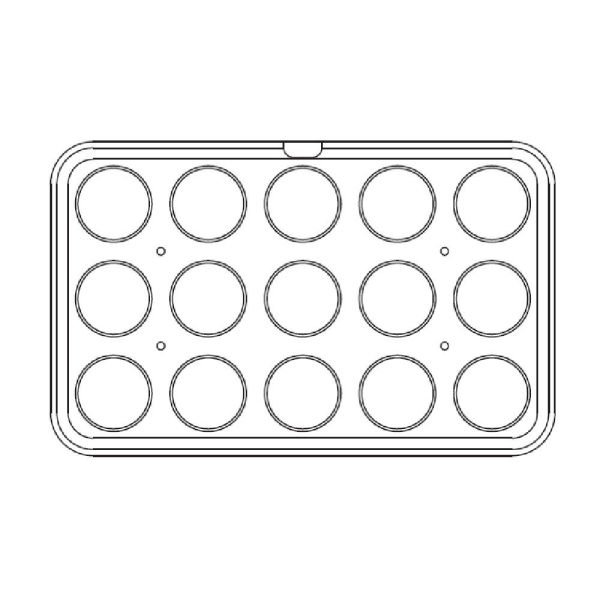 15 impronte tonde Ø 80 x h 20 mm - Piastra 530x330 mm per Cookmatic Maxi