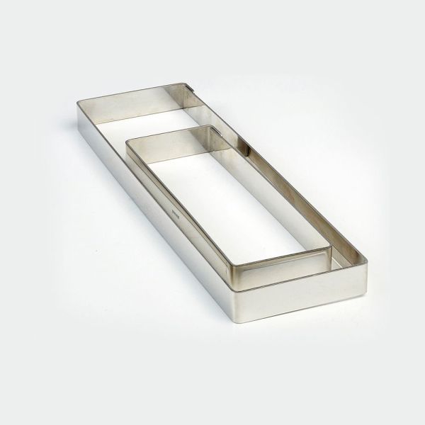 Fascia inox rettangolare 180 x 60 x h 20 mm - 2/4 porzioni