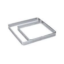 Fascia inox microforata quadrata angoli arrotondati 190 x 190 x h 20 mm - 6/8 porzioni
