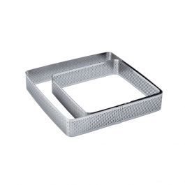 Fascia inox microforata quadrata angoli arrotondati 190 x 190 x h 35 mm - 6/8 porzioni