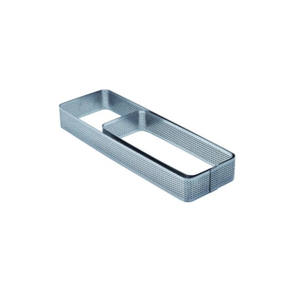 Fascia inox microforata rettangolare angoli arrotondati 290 x 90 x h 20 mm - 6/8 porzioni