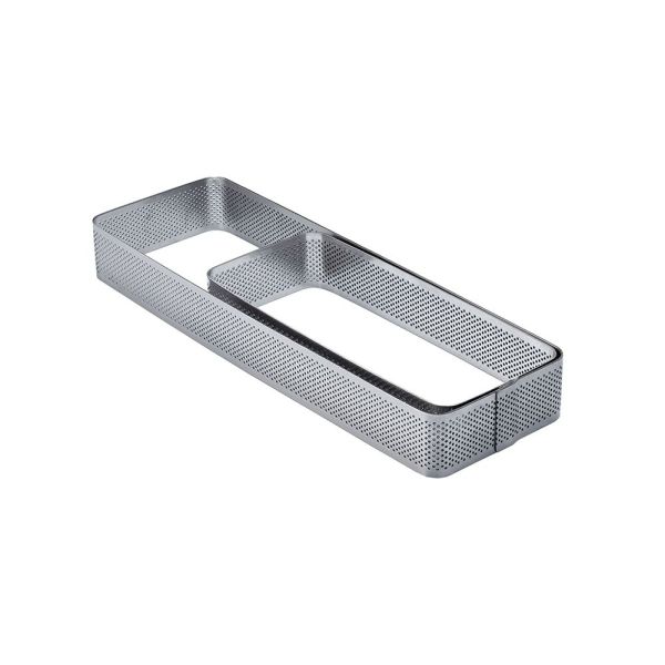 Fascia inox microforata rettangolare angoli arrotondati 190 x 80 x h 35 mm - 2/4 porzioni