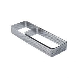 Fascia inox microforata rettangolare angoli arrotondati 290 x 90 x h 35 mm - 6/8 porzioni