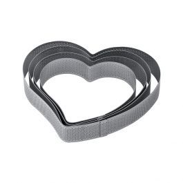 Fascia inox microforata a forma di cuore 210 x 225 x h 35 mm - 14/16 porzioni