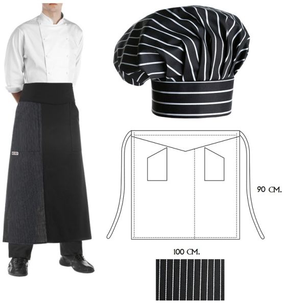 Set Cappello e grembiule cuoco Gessato