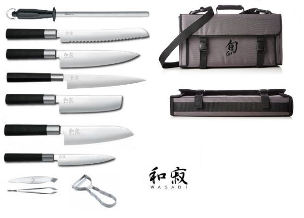 Valigetta Kai completa di 6 Coltelli Wasabi Black