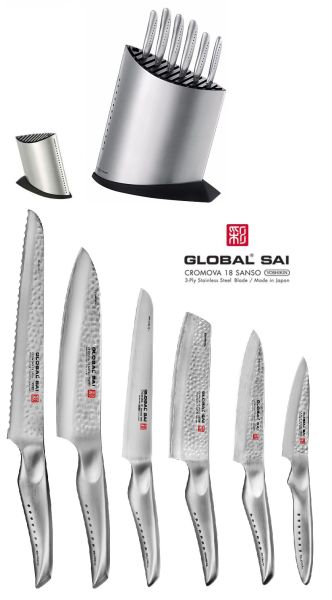 Ceppo completo di 6 Coltelli Giapponesi Global SAI 